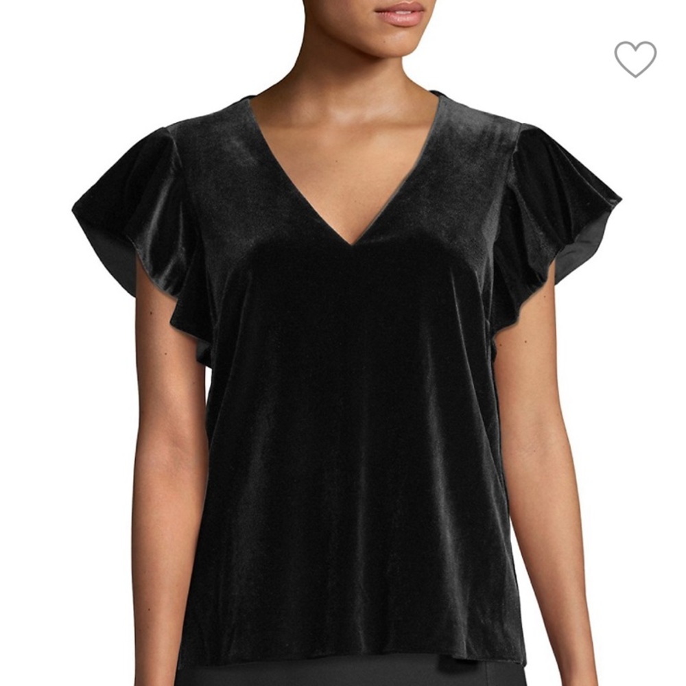 Velvet Ruffle Sleeve Top